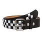Snap On Punk Rock Star Pyramid Studded Checker Board Leather Belt