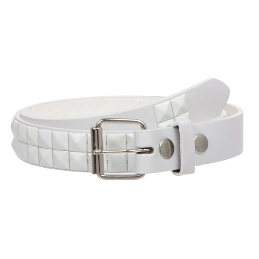 Skinny Pyramid Studded Punk Belt - Snap-On Roller Buckle