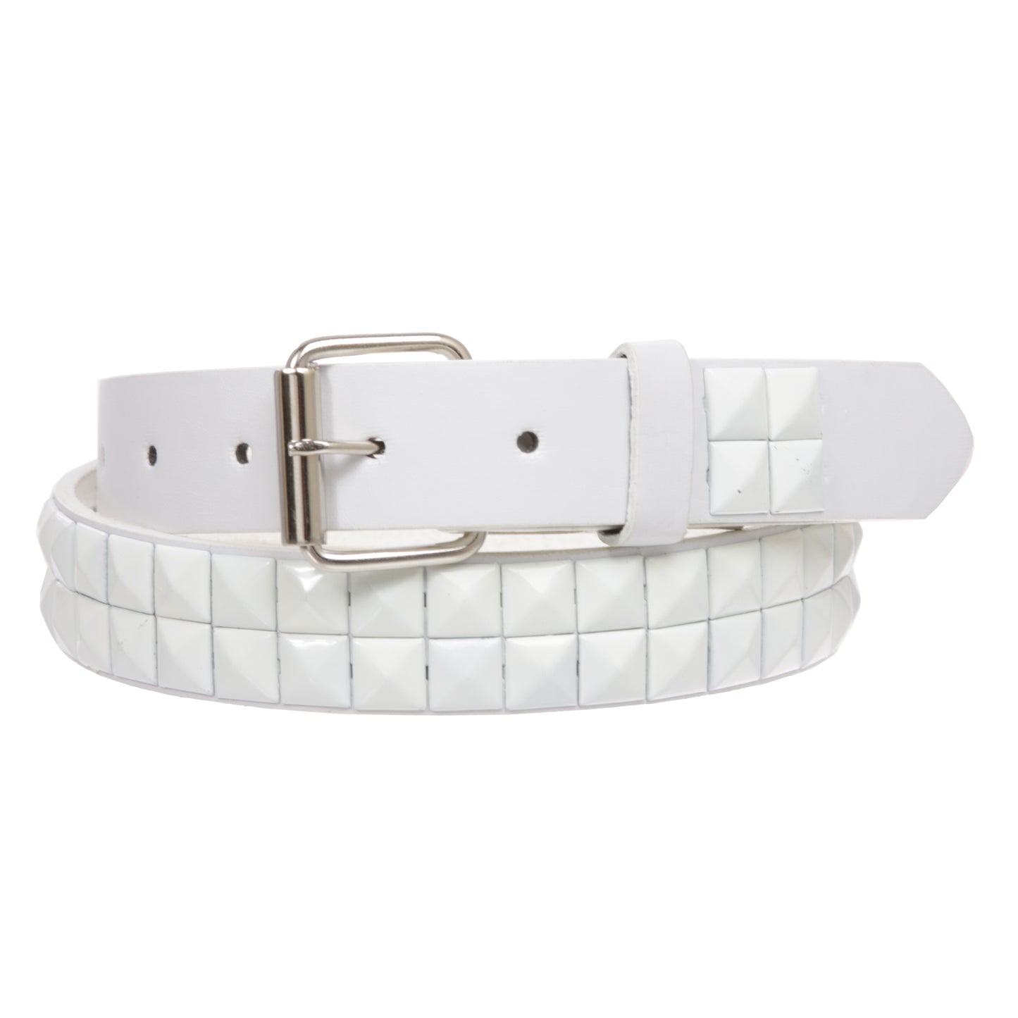 Skinny Pyramid Studded Punk Belt - Snap-On Roller Buckle