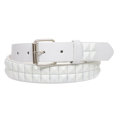 Skinny Pyramid Studded Punk Belt - Snap-On Roller Buckle