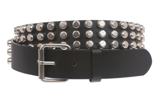 Snap on Bullet Head Studded Hardware Leather Belt