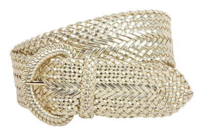 2 Inch Wide Hand Made Soft Metallic Woven Braided Round Belt