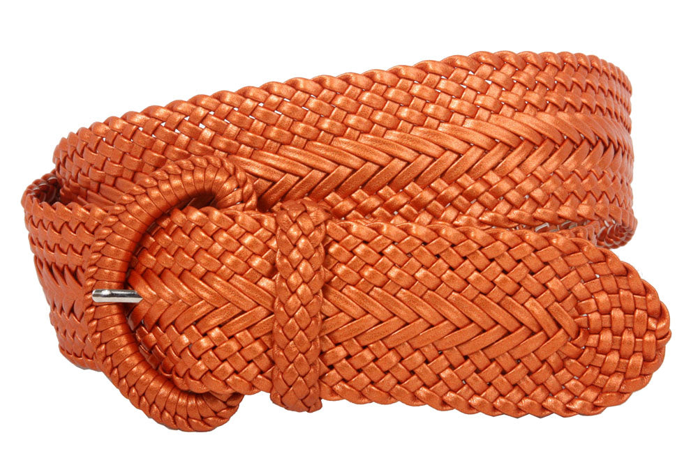 2 Inch Wide Hand Made Soft Metallic Woven Braided Round Belt