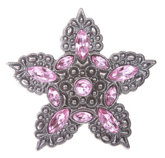 Five Petals Pink Rhinestone Flower Belt Buckle