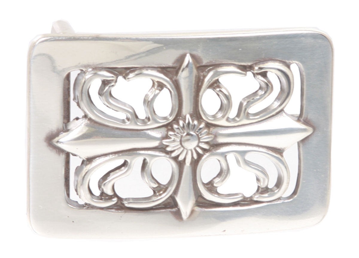 Rectangular Cut-out Flower Belt Buckle