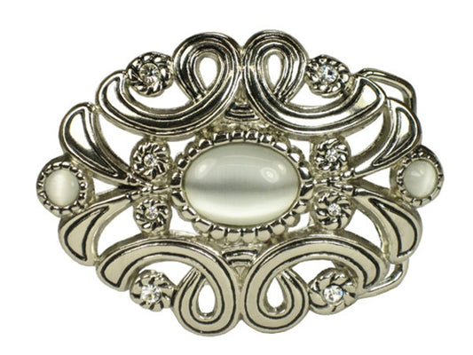 Ladies Oval Rhinestone Flower Cut-out Belt Buckle