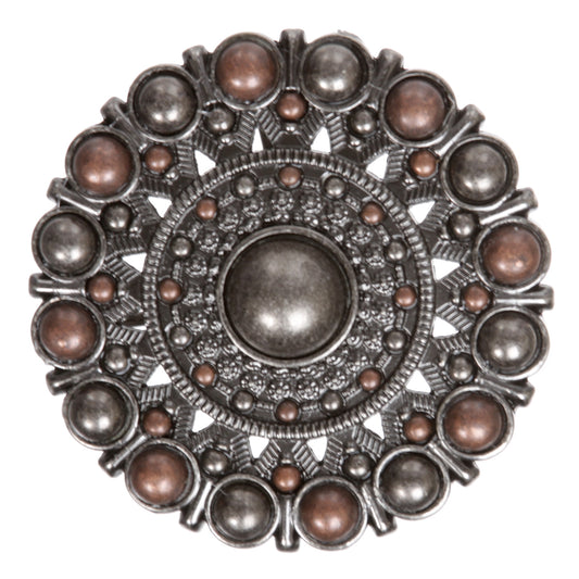 Metal Beaded Flower Round Belt Buckle