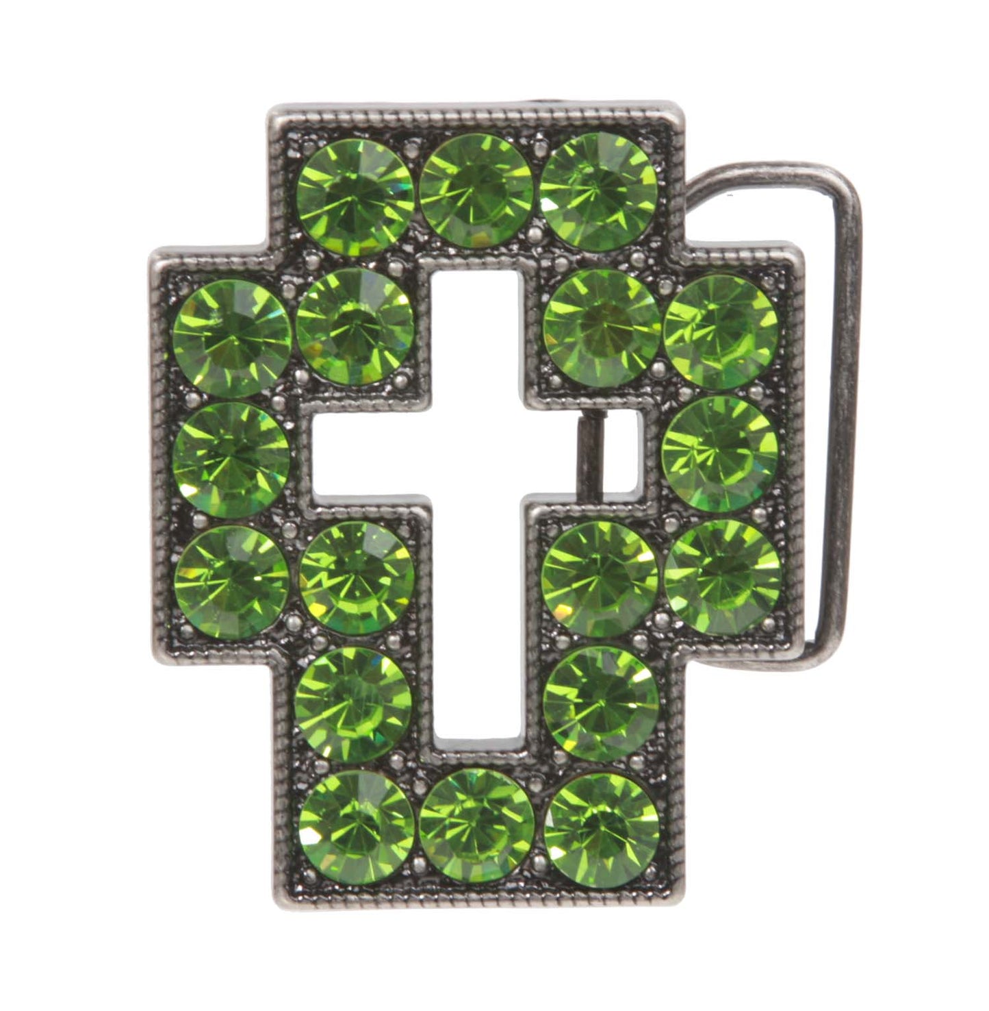 Rhinestone Perforated Cross Belt Buckle