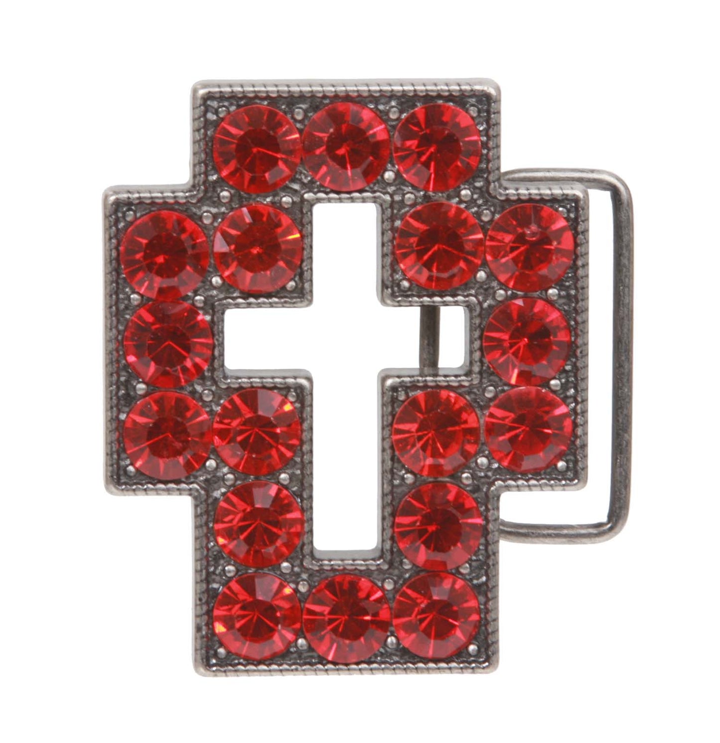 Rhinestone Perforated Cross Belt Buckle