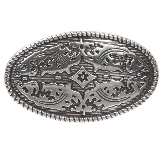 Western Oval Engraving Antique Silver Belt Buckle