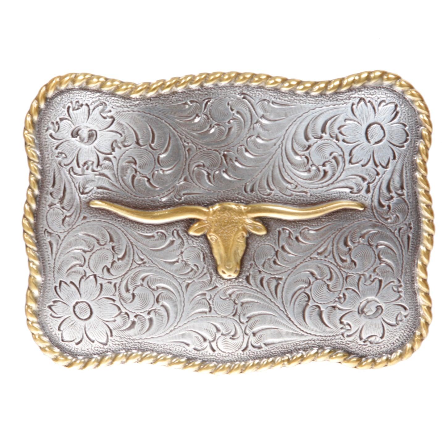 Western Longhorn Engraved Belt Buckle