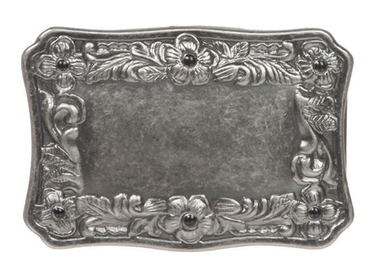 Western Rectangular Floral Embossing Antique Belt Buckle