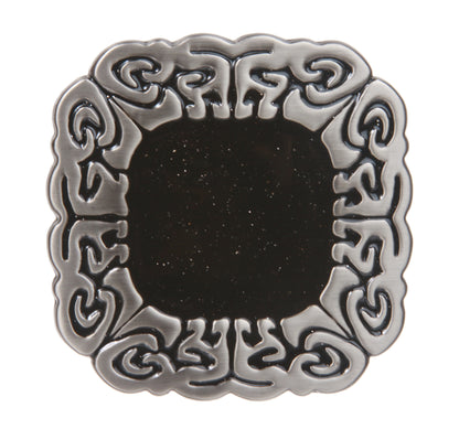 Western Square Engraving Black Enamel Belt Buckle