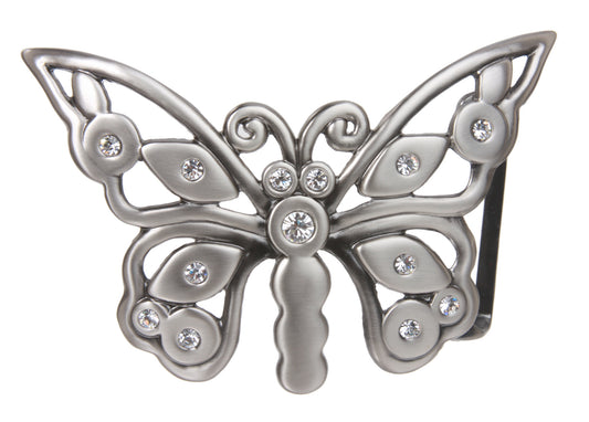 Perforated Rhinestone Butterfly Belt Buckle