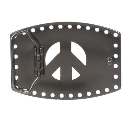 Rhinestone Peace Symbol Love Sign Belt Buckle