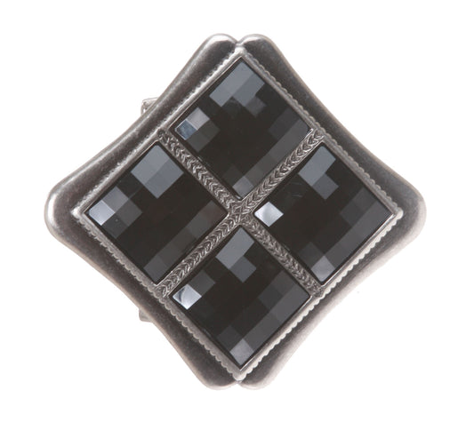 Antic Silver Square Black Stone Belt buckle