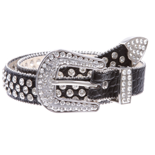 Kids Cowboy Cowgirl Classic Western Rhinestone Bling Studded Diamond Leather Belt