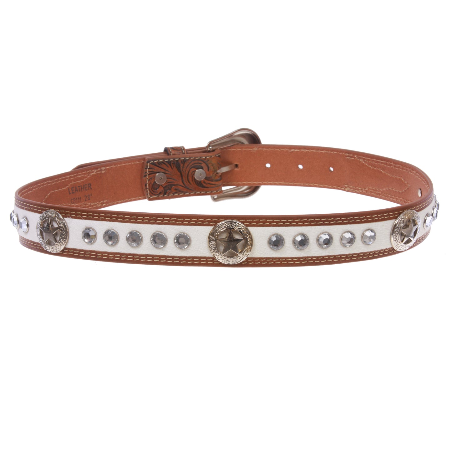 Kids Cowboy Cowgirl Western Rhinestone Belt with Silver Buckle Star Concho