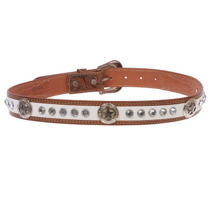 Kids Cowboy Cowgirl Western Rhinestone Belt with Silver Buckle Star Concho