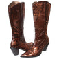 JOHN FASHION Western Mid-calf Sequin Beaded Embroidered Cowgirl Boots