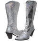 JOHN FASHION Western Mid-calf Sequin Beaded Embroidered Cowgirl Boots