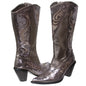 JOHN FASHION Western Mid-calf Sequin Beaded Embroidered Cowgirl Boots