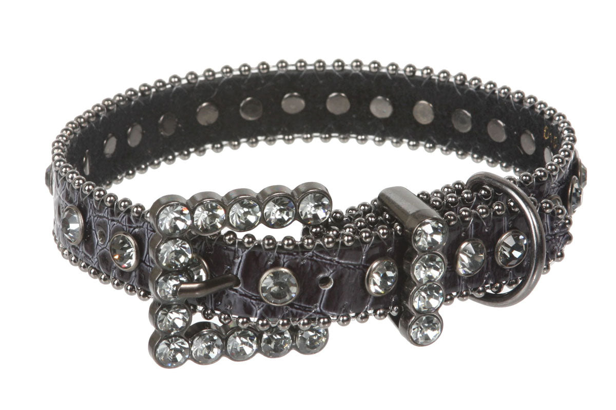 3/4" (20 mm) W Faux Alligator Rhinestone Dog Collar