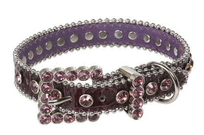 3/4" (20 mm) W Faux Alligator Rhinestone Dog Collar