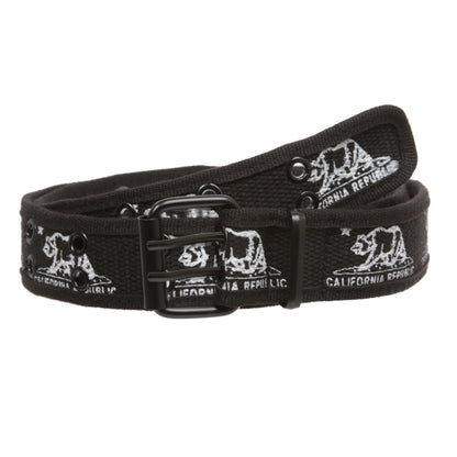 Double Hole Grommets Canvas California Republic Bear Flag Web Belt