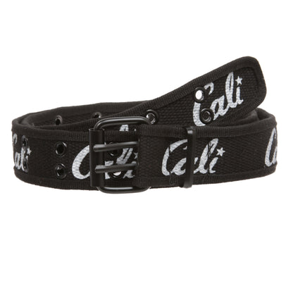 Double Hole Grommets Canvas California Republic Bear Flag Web Belt