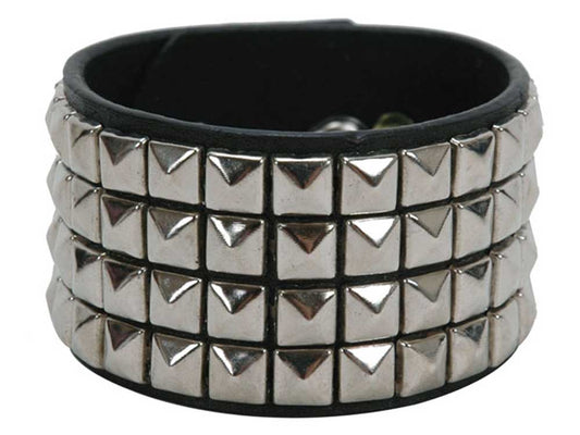 4 Row Punk Rock Star Studded Leather Wrist Band