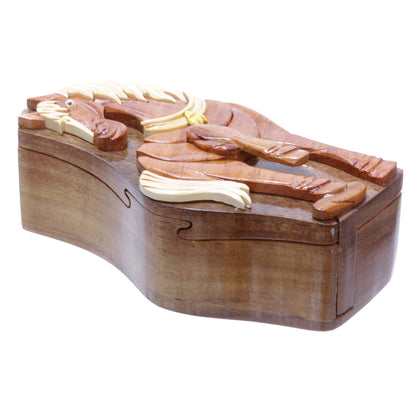 Handcrafted Wooden Horse Shape Secret Jewelry Puzzle Box