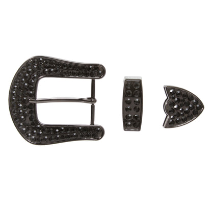 Western Single Prong Rhinestone Belt Buckle Set for Replacement or Leather Craft 1-1/2"