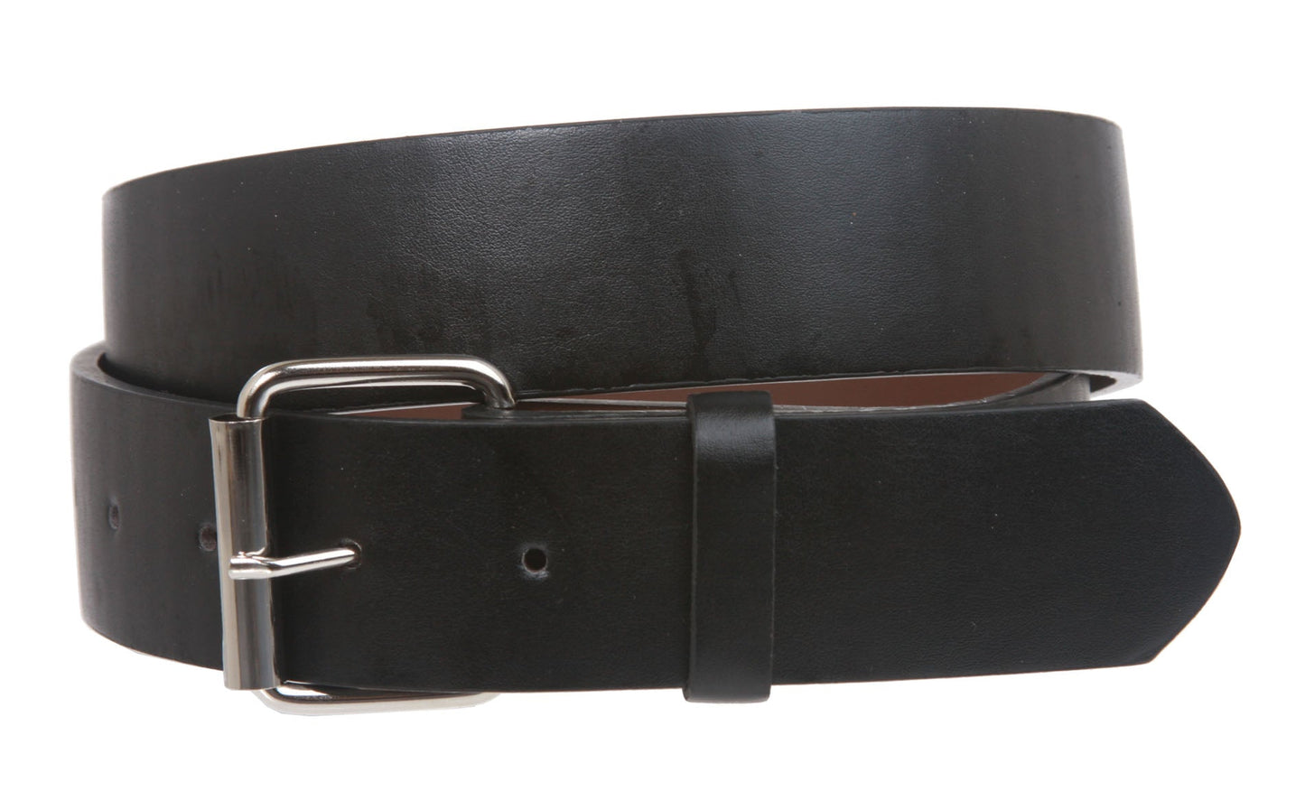 1 1/2" (38mm) Snap On Plain Leather Jean Belt With Roller Buckle