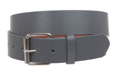 1 1/2" (38mm) Snap On Plain Leather Jean Belt With Roller Buckle