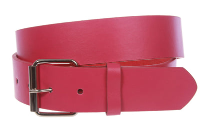 1 1/2" (38mm) Snap On Plain Leather Jean Belt With Roller Buckle