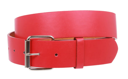 1 1/2" (38mm) Snap On Plain Leather Jean Belt With Roller Buckle