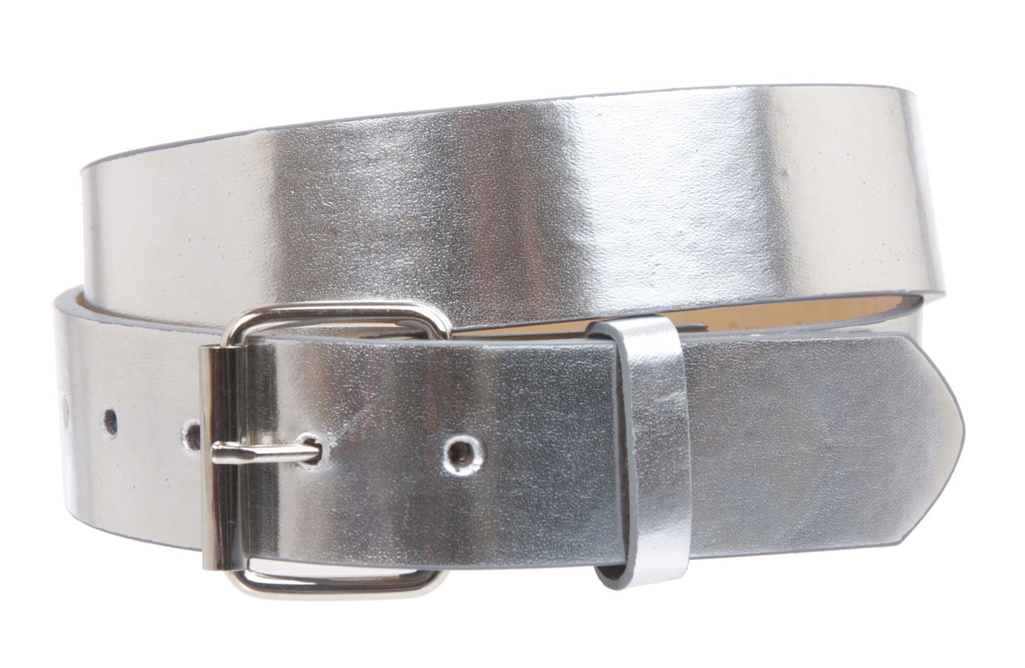 1 1/2" (38mm) Snap On Plain Leather Jean Belt With Roller Buckle