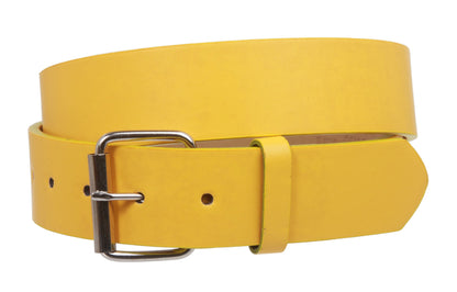 1 1/2" (38mm) Snap On Plain Leather Jean Belt With Roller Buckle