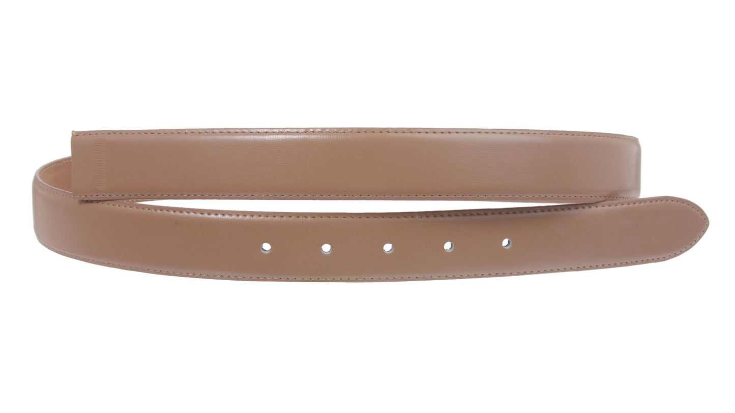 1 1/8 Inch Cut-To-Fit Feather Edged Plain  Leather Belt Strap