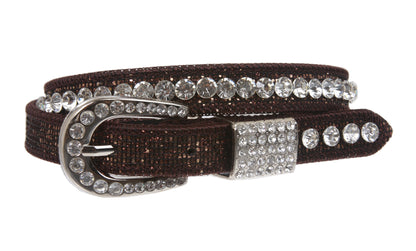 Kids 3/4" (20 mm) Western Cowgirl Rhinestone Studded Skinny Belt