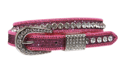 Kids 3/4" (20 mm) Western Cowgirl Rhinestone Studded Skinny Belt