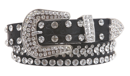 Kids 1 1/16" (27 mm) Western Cowgirl Rhinestone Studded Skinny Belt