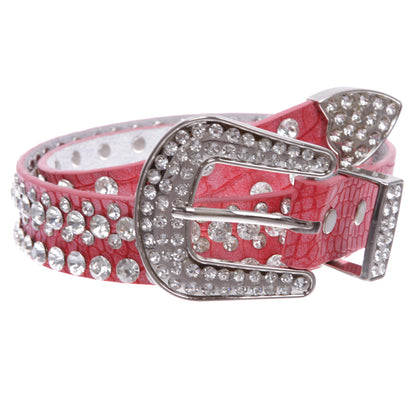 Kids 1 1/16" (27 mm) Western Cowgirl Rhinestone Studded Skinny Belt