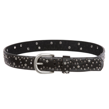 Kids 1 1/8" (30 mm) Boys And Girls Snap On Star Circle Studded Belt