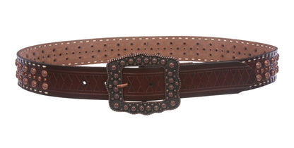 1 1/2" Womens Western Snap On Studded Leather Belt