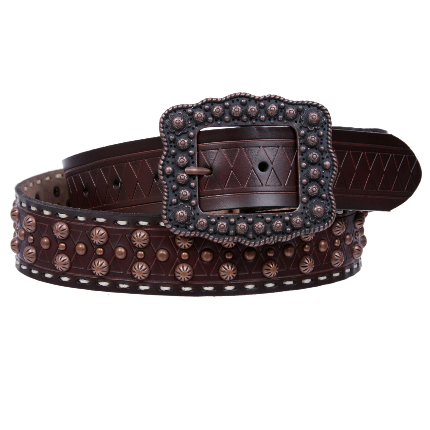 1 1/2" Womens Western Snap On Studded Leather Belt