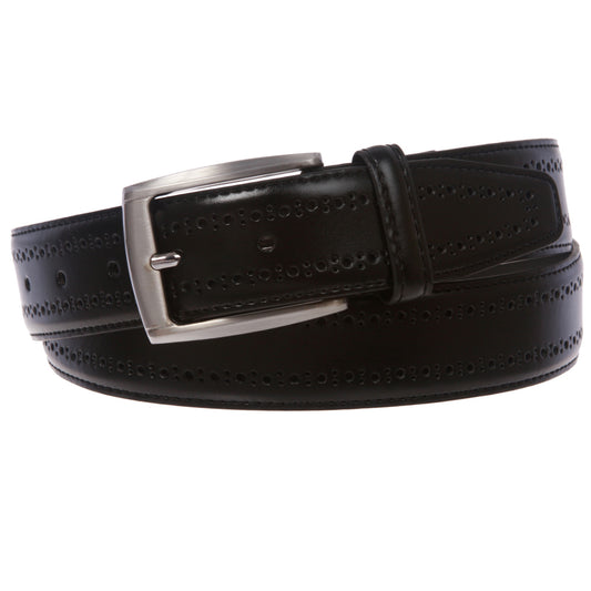 Men's 1 1/4" Feather Edged Leather Dress Belt