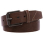 1 1/2"(38mm) Men's Embossed Stitch-Hole Leather Casual Jean Belt