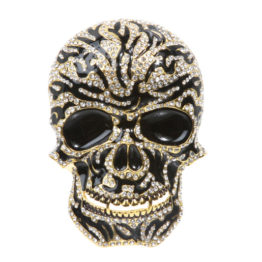 Rhinestone Enameled Skull Belt Buckle